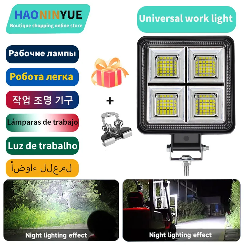 4PCS White LED Work Light and Off-Road Spotlight, Suitable for Jeep, Truck, Car, Motorcycle, Tractor, SUV, ATV Night Driving Ac