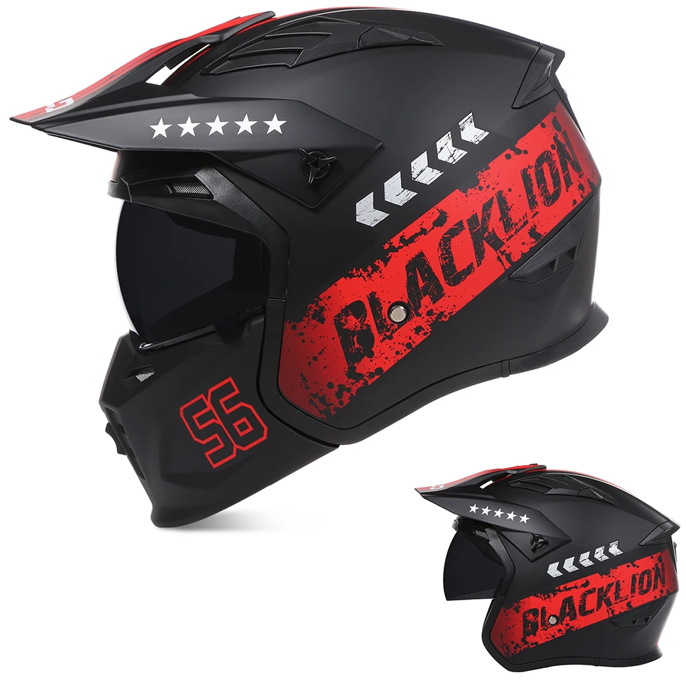 Echter Retro-Motorradhelm Moto De Capacetes Abnehmbare Mehrzweck-Kombination Casque Herren Damen Casco Kask DOT ECE