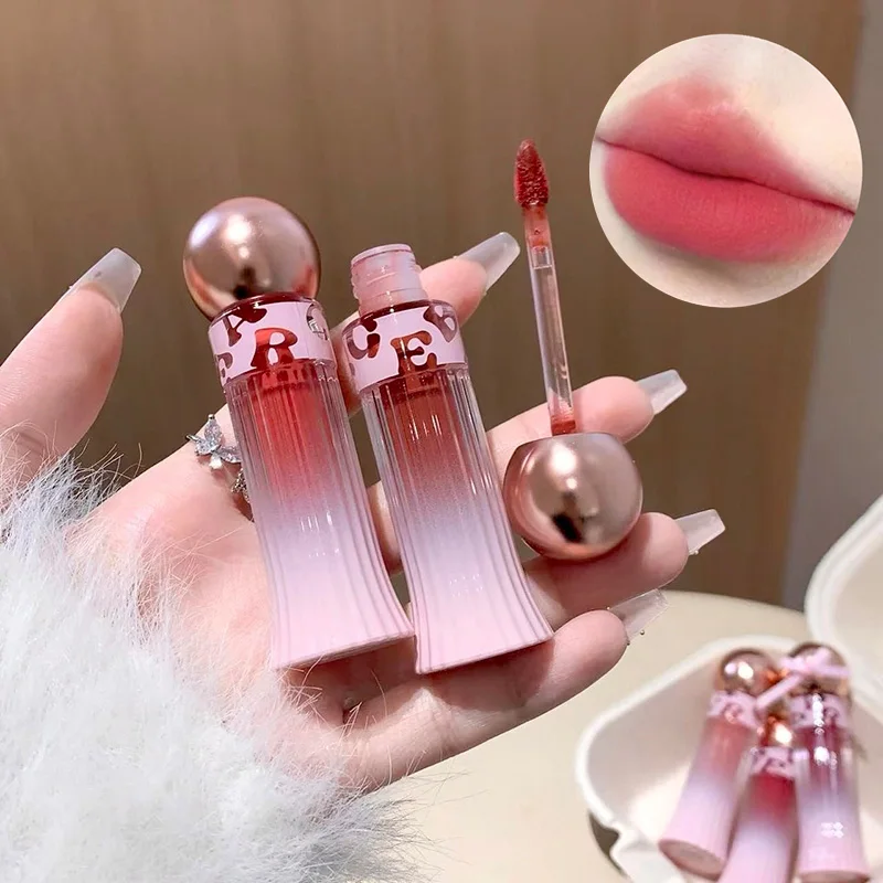 Brillo de labios aterciopelado ligero Gege Bear, color de estudiante de estilo coreano de terciopelo mate que no se desvanece fácilmente, brillo de labios natural