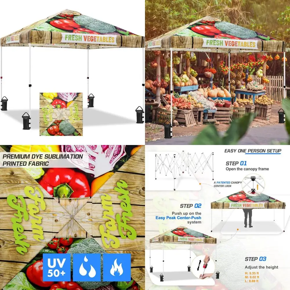 

Pop Up Canopy Tent Wheeled Carry Bag 8 Stakes 4 Ropes 4 Weight Bags Easy Setup 10x10 ft 100sq Easy Set Up Tent Canopy for Outdoo