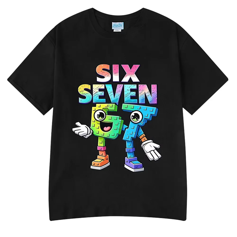Six Seven Funny Cartoon Number 67 Meme T Shirts Men's Women Clothing Fashion Harajuku T Shirt Casual Short Sleeve T-shirt
