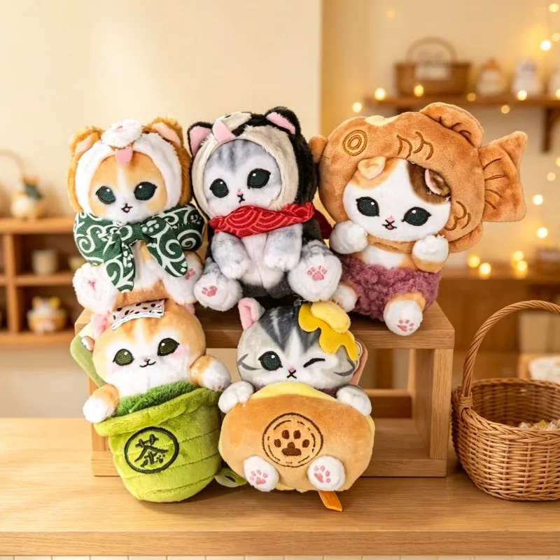 12CM E-STRONGU Mofusand Cos Niedlicher Hai-Katze Taiyaki Matcha Shiba Inu Plüsch-Anhänger Schlüsselanhänger Kawaii Taschen-Charm Festival-Geschenk