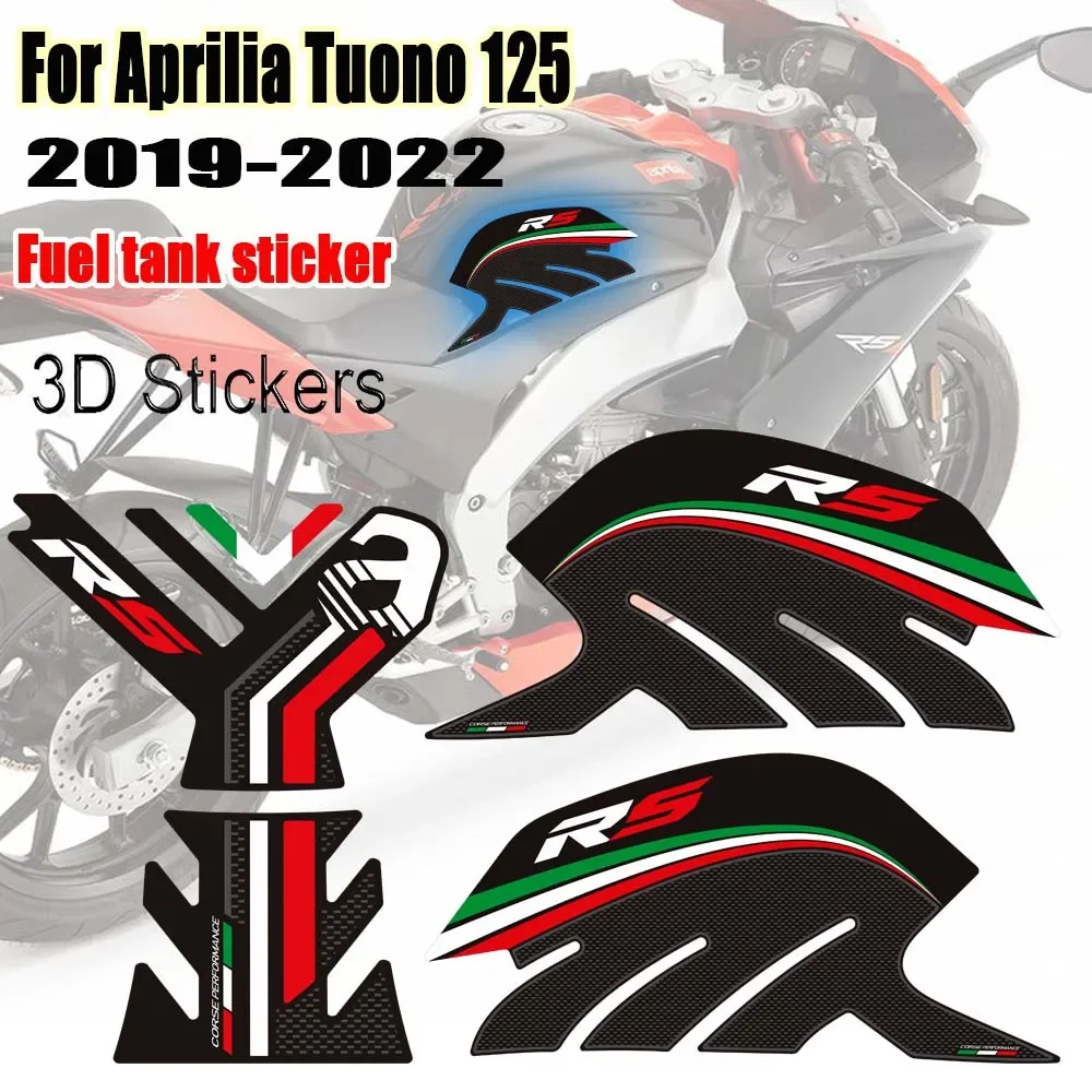 Kit d'autocollants de genou de moto pour Aprilia Tuono 125, Tuono125, 2019, 2020, 2021, 2022, gaz, mazout, protecteur de décalcomanies, poignées de coussinets précieux