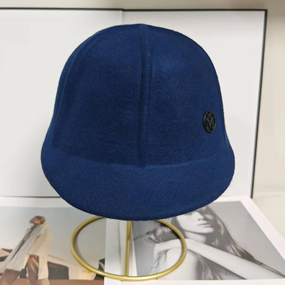 New Style Spring Autumn Season Woollen Baseball Caps Men Women M Letter Strip Shape Fashion Sunblock Visor Hats Equestrian Cap