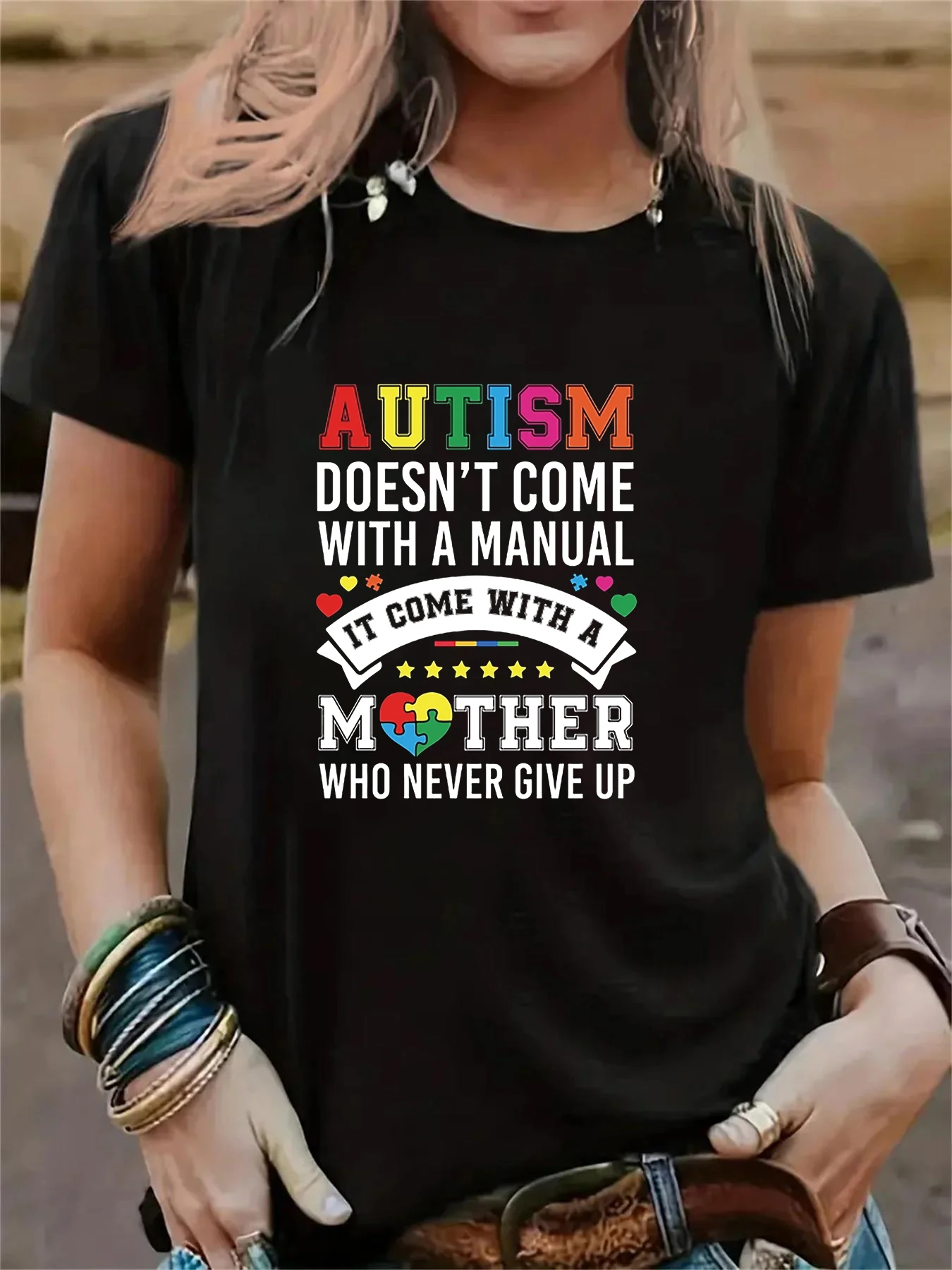 Autism Mom T-Shirt Women Street Trend Harajuku Summer New T shirt Femminile Tee Casual O-Neck Short Sleeve Top Y2k Crop Tops