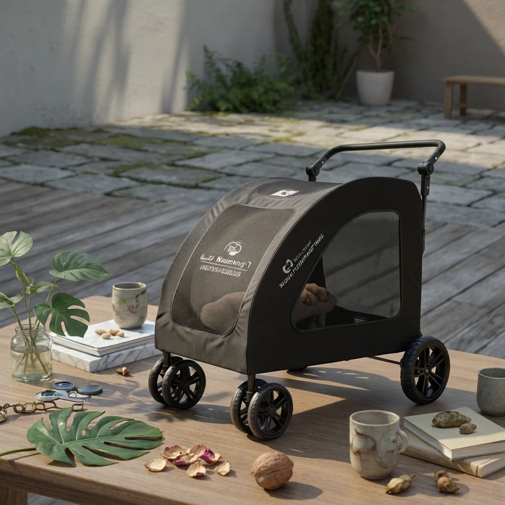

Large Dog Stroller Breathable Mesh Foldable Dog Stroller Supportive Ride Removable Liner for Outdoor Walks, Travel