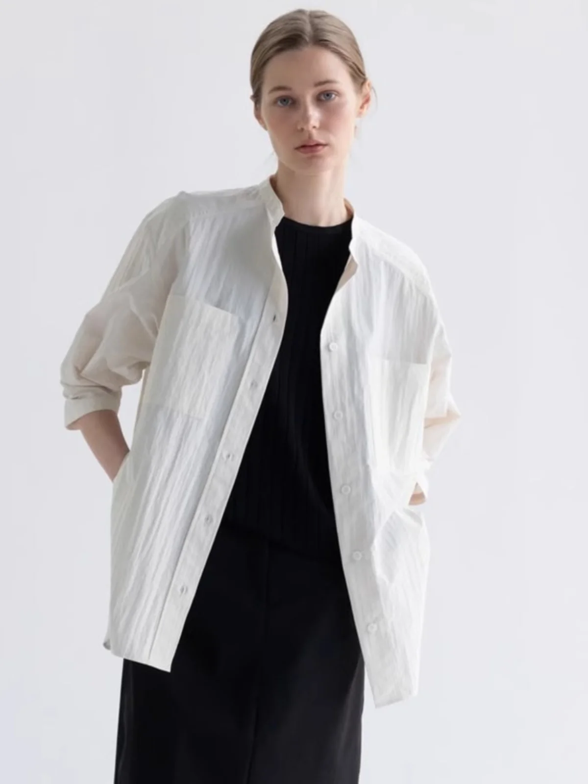 

Свободное оulder ort Sve Женское irt Весна Лето Корейский Sle Pure Color Commute Faion MOONDAL Хлопок Casual irt