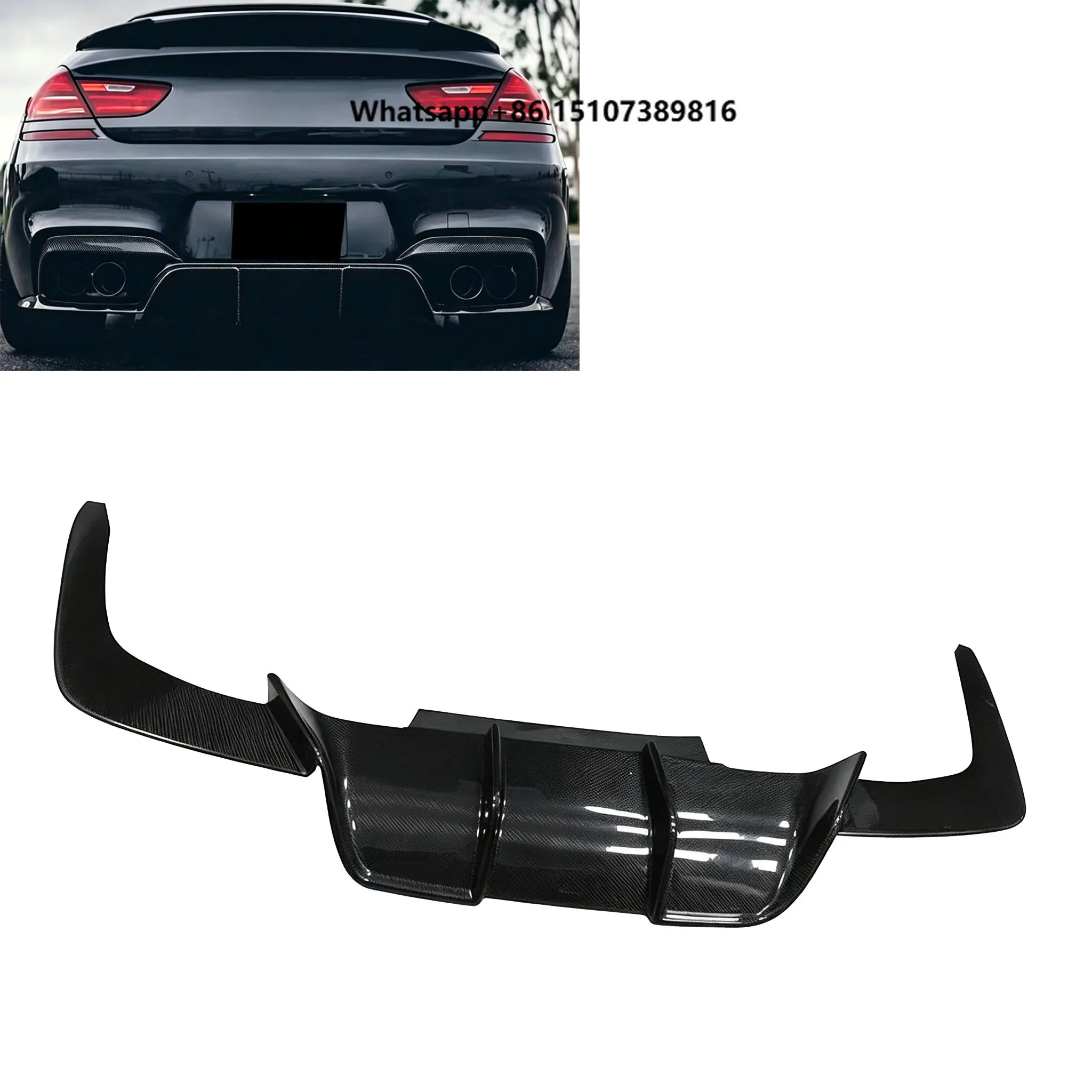 M6 6 Series V Style Carbon Fiber Rear Diffuser Splitter for F06 F12 F13 M6 2013-2018 Rear Bumper Lip Exterior Mod Parts