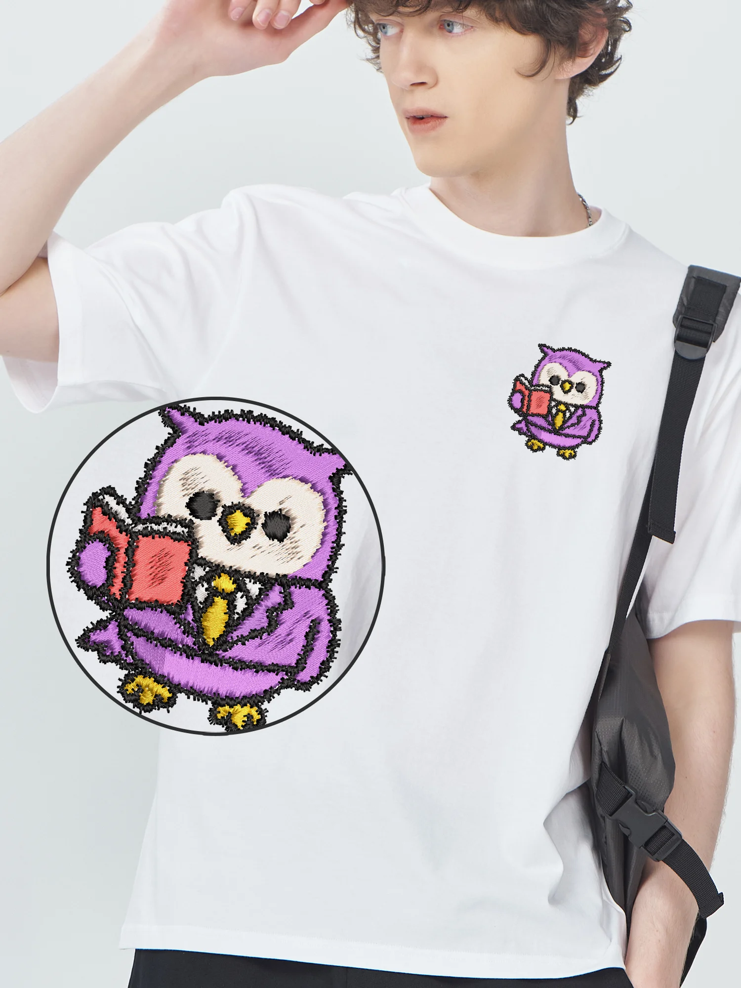 

Owl Teacher Trendy Embroidered Tee For Men Women Cotton Comfortable Design Gift Idea Embroidery T-Shirt Casual​