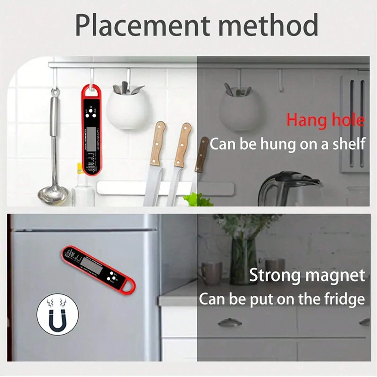 1pc-Digital backlit folding BBQ kitchen cooking ready-to-read thermometer