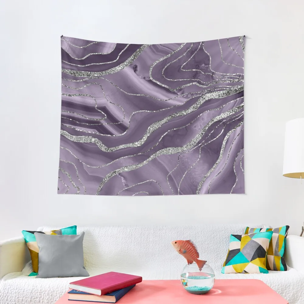 

Lavender Agate Silver Glitter Glam #1 (Faux Glitter) #marble #decor #artTapestry Decoration Pictures Room Wall