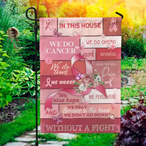 In This House Breast Cancer Awareness Butterfly Outdoor Garden Flag