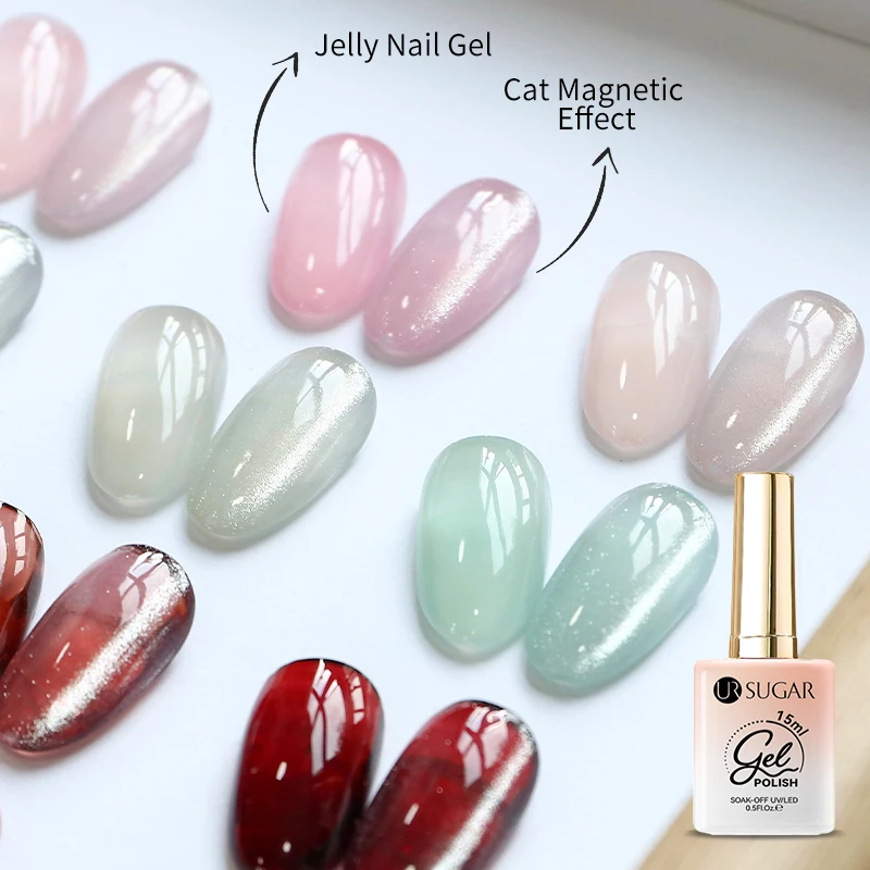 UR SUGAR 6Pcs 15ml Super Shine Cat Magnetic Gel Nail Polish Sparkling Glitter Semi Permanent Soak Off Varnish UV Gel