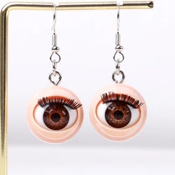 Awful Creepy Baby Doll Movable Eyeball Eyelash Acrylic Drop Earrings for Women Cute Blinking Action Dangle Earring New Jewelry