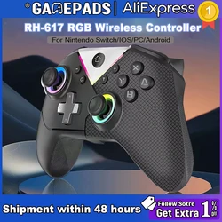 617 Wireless Pc Gaming Controller, With Rgb Led Light Compatible For Nintendo Switch/Mobile Phone/Android Gamepad Joystick