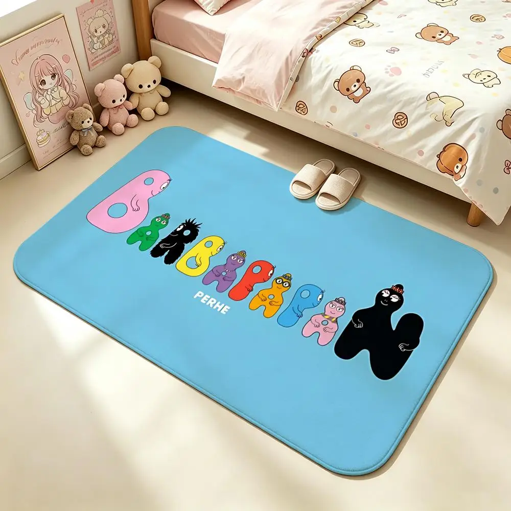 IP-BarbapapaS Floor Mat Soft Non-Slip Bath Mat, Bedside Carpet, Absorbent Doormat for Home