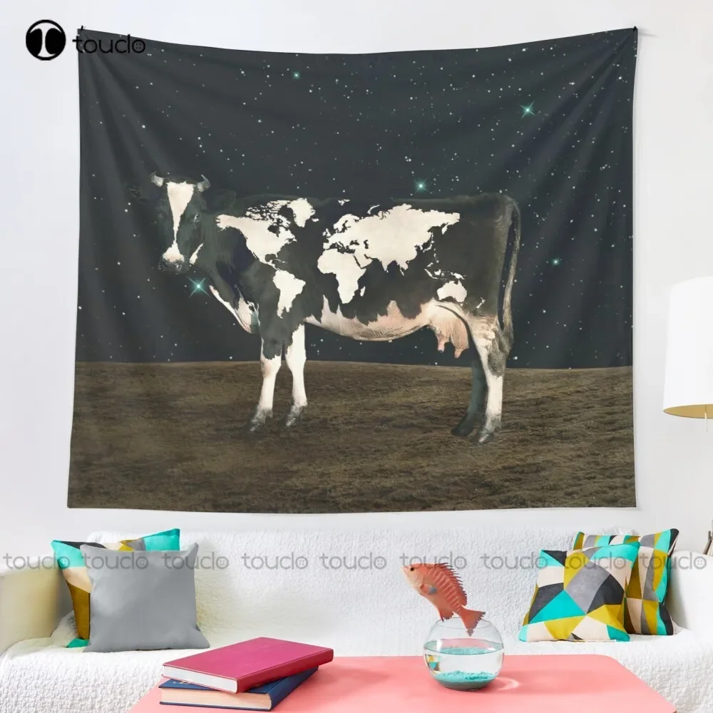 Surreal Bovine Atlas Tapestry 70S Tapestry Tapestry Wall Hanging For Living Room Bedroom Dorm Room Home Decor Background Wall