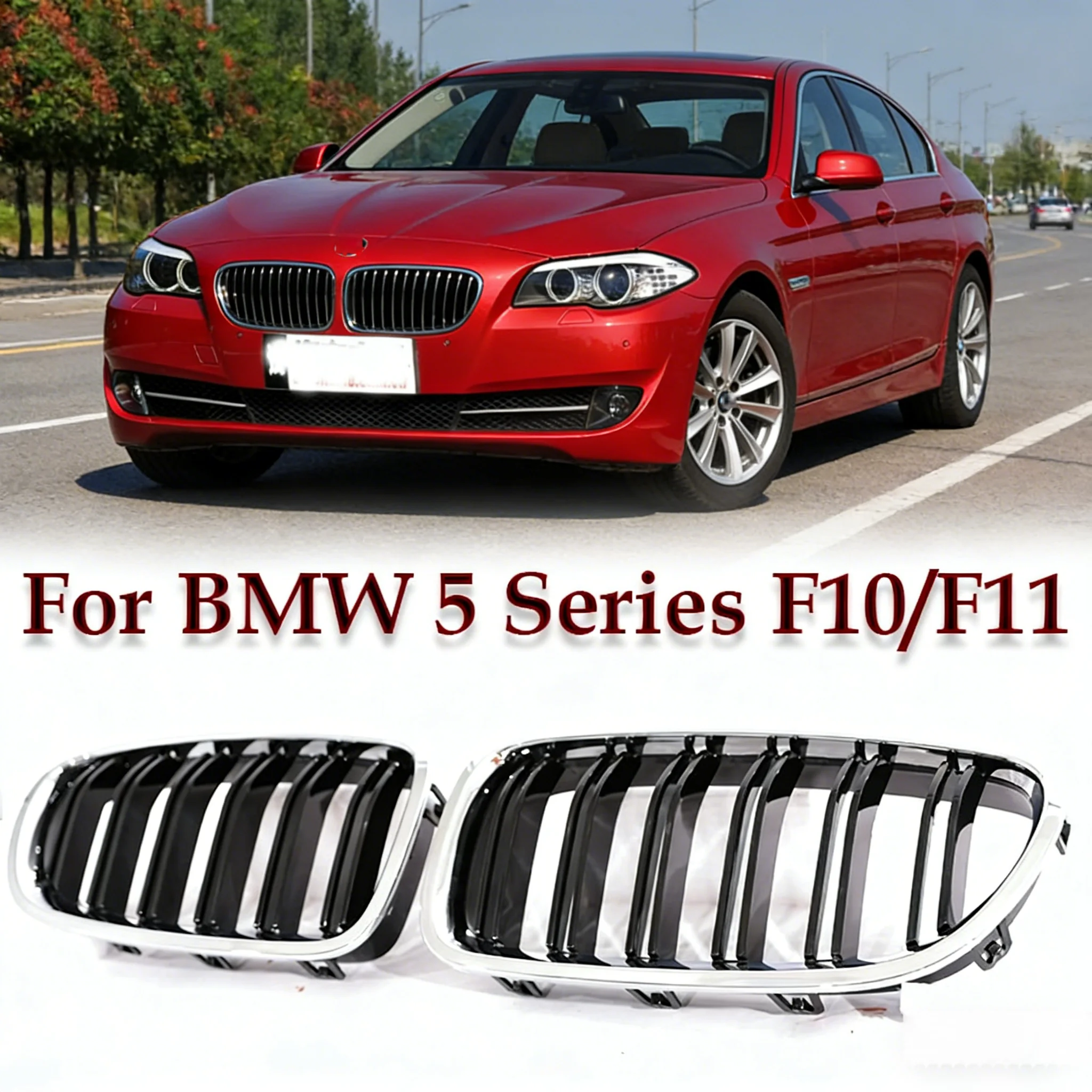 

Серебряная хромированная рамка, двойная решетка Kindey, передняя гоночная решетка для BMW 5 серии F10 F11 520i 535i 530i 540i 2010-2017
