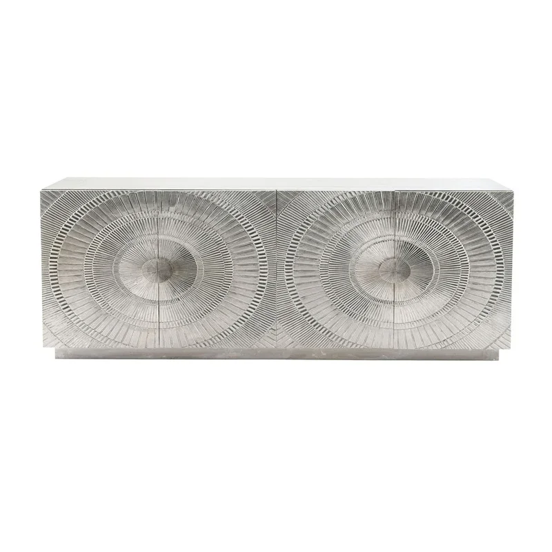 

LNordic solid wood porch cabinet light luxury silver carved partition American storage side cabinet