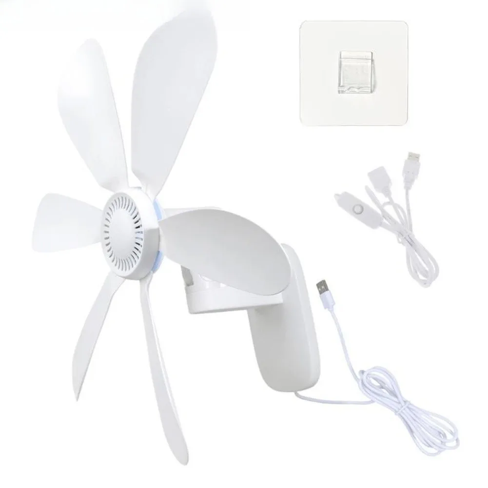 5V Silent USB Wall Fan for Outdoor Camping Conditions Compact Mount Ceiling Fan for Bathroom Kitchen Garage and Workshop