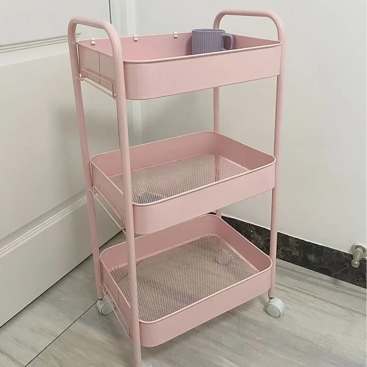 Carrello portaoggetti mobile a 5 ripiani con ruote per cucina, bagno, toilette, cameretta, snack e articoli per neonati