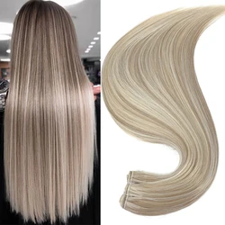 Bone Straight Hair Extensions Smooth Hair Bundles Super Long Yaki Straight Hair Synthetic Colorful High Temperature Fiber Blonde