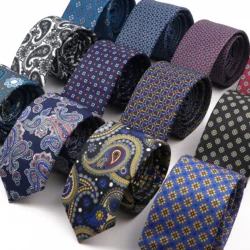 Corbatas de poliéster de deslizamiento suave para hombre, corbatas delgadas de 6cm, patrón geométrico de Cachemira, ajuste de negocios, oficina, cena, traje, accesorio, novedad, 15 colores