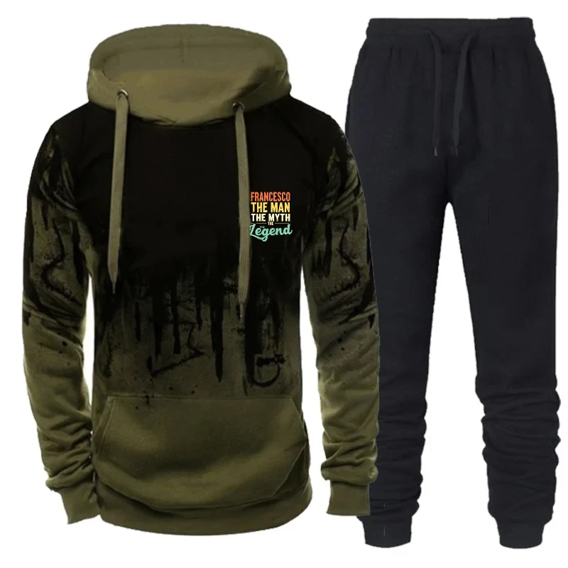 طقم ملابس رياضية كاجوال بتصميم نص أسطوري مطبوع باللون الأسود والرمادي للرجال للارتداء اليومي والتمرين #5