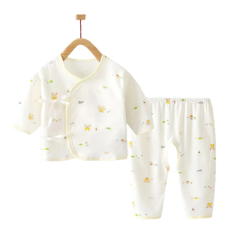 

Unisex Newborn Cotton Split Sleepwear Set for Spring & Autumn Baby Cute Animal Print Pajamas Halloween Soft Warm Home-Wear Suit