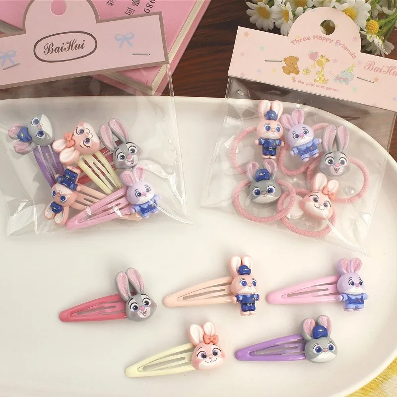 

Zootopia Hair Clip Hair Rope Judy Cartoon Cute Sweet Bangs Clip Rubber Band Headband Hair Accessory Children Baby Girl Gift Set