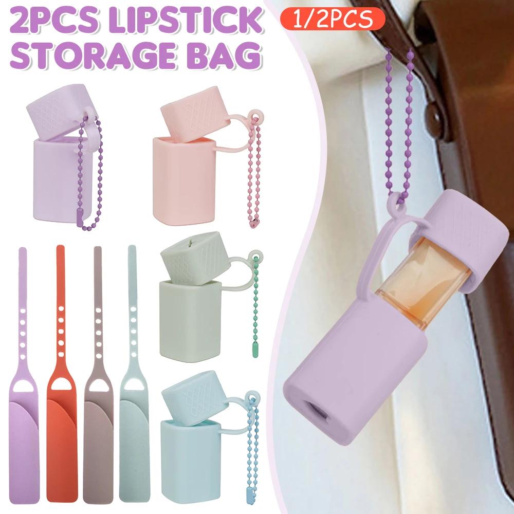 1/2PCS Lipstick Storage Bag Portable Silicone Lipstick Bag Travel Lip Gloss Storage Holder for Stanley Cup Tumbler Accessories