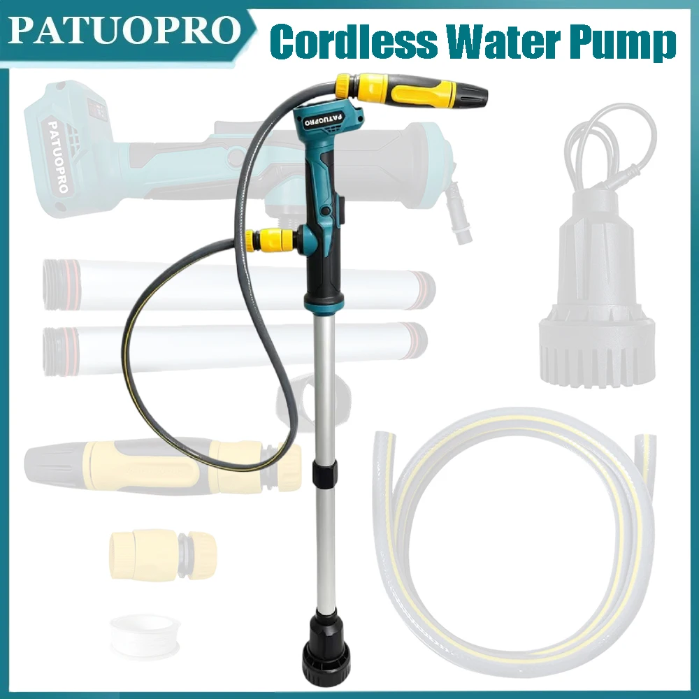 21V Cordless Pool Water Pump Portable Aluminum Alloy Pole Water Transfer Submersible Pond Pump For Makita 18V Battery