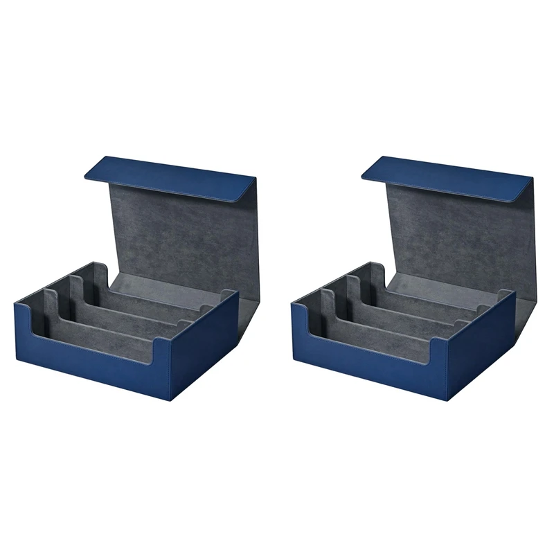 

2X Card Storage Box For Trading Cards, Card Deck Case Holds 1800+ Single Sleeved Cards Storage Box, Blue