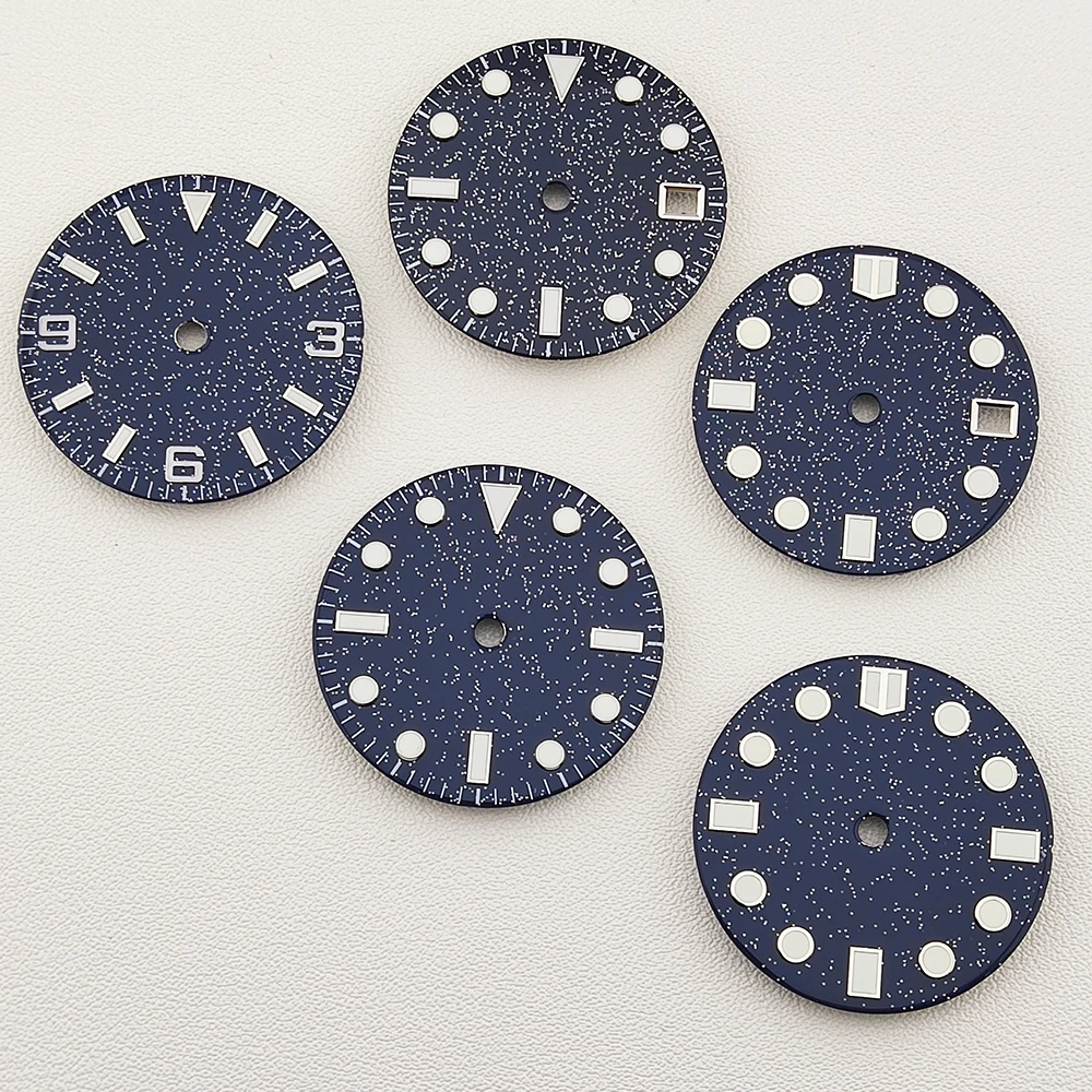 28.5mm nh35 Watch Dial Starry Sky Dial Sparkling Star Dial Blue Luminous fit NH35 NH36 Automatic Movement Customizable Logo