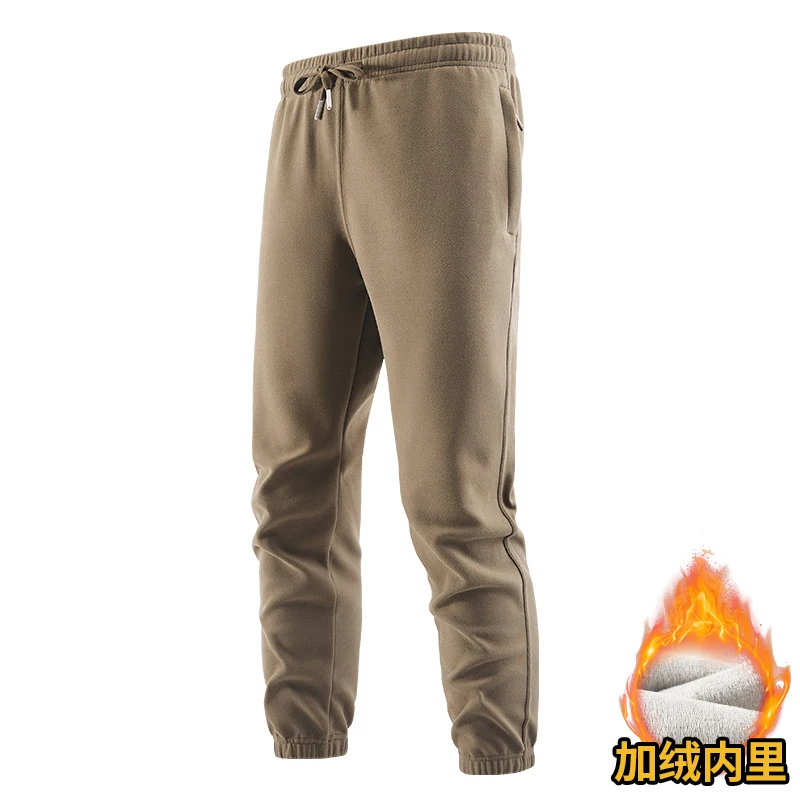 

Men Leece Workwear Pants Male Solid Color Work Wear Mountaineering Pants Men Windbreaker Waterproof Fleece Inside Fashion Pants