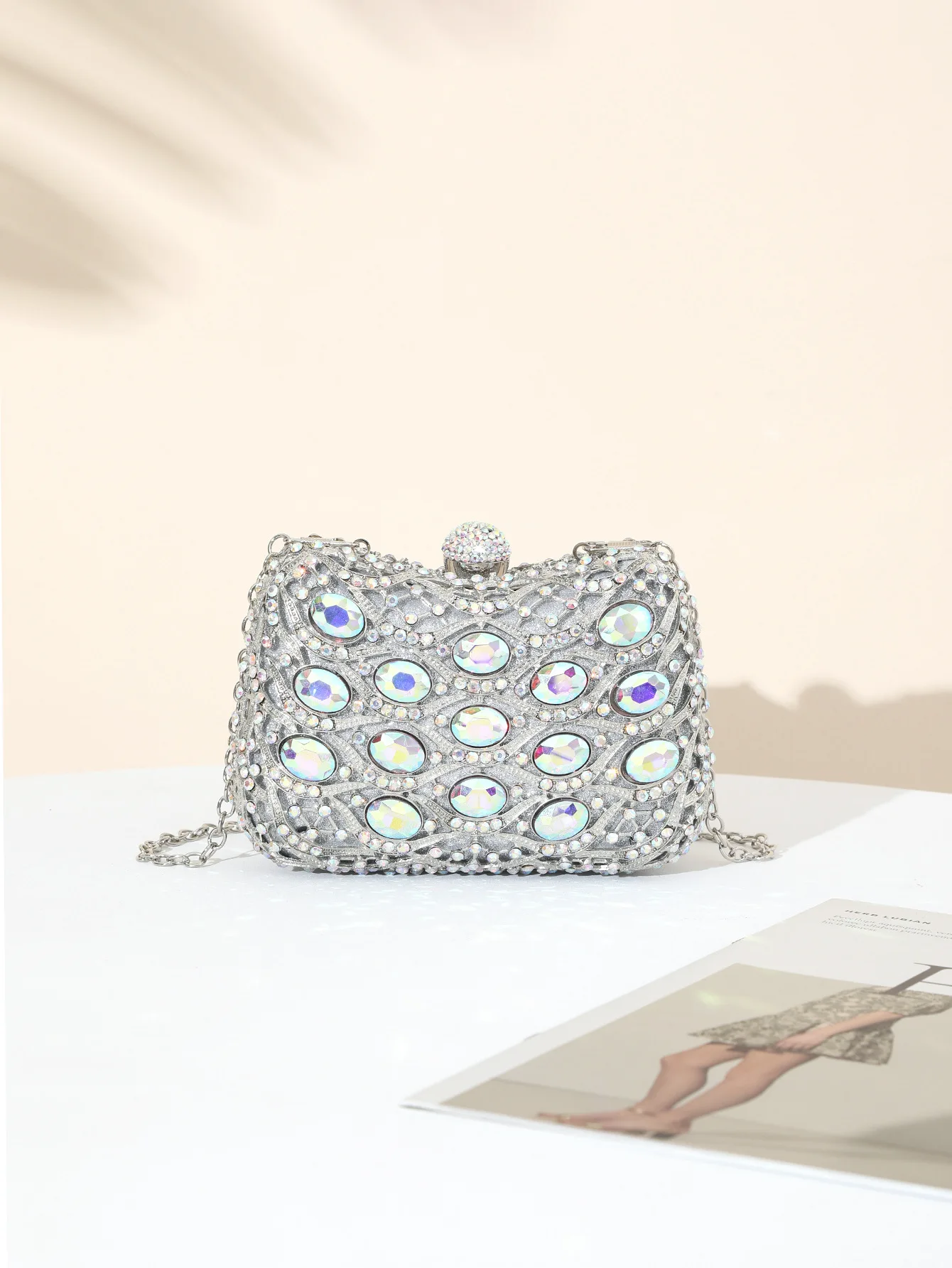 New Crystal Rhinestone Dinner Clutch Bag Women's Banquet Party Dress Chain Bag Light Luxury High-End Hand Grab