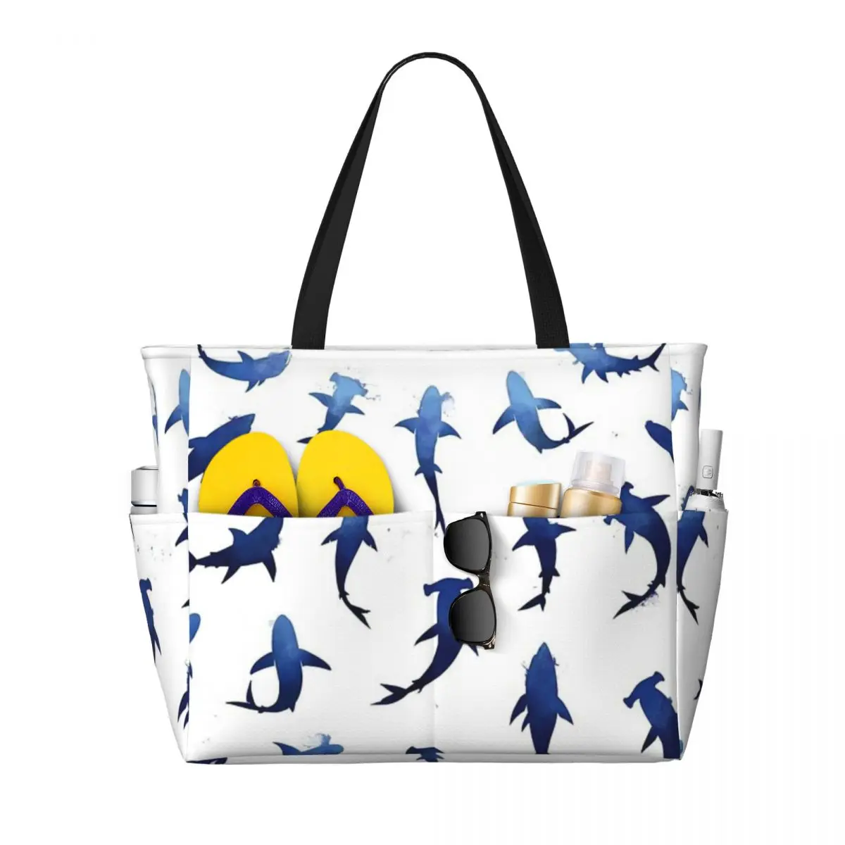 

Shark Love Beach Travel Bag, Tote Bag Holiday Large Capacity Travel Birthday Gift Multi-Style Pattern