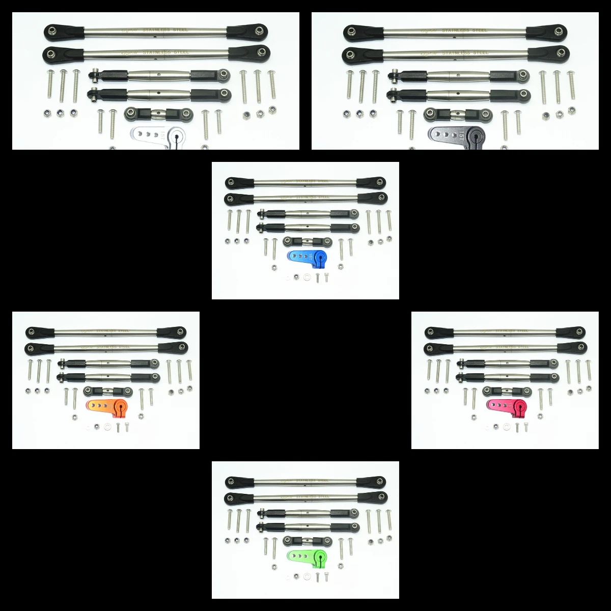 

GPM STAINLESS STEEL ADJUSTABLE TIE RODS W. ALUMINUM SERVO HORN TEAM LOSI 1/6 SUPER BAJA REY 4X4 -LOS05013