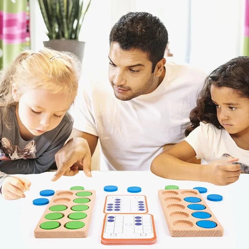 Giocattoli matematici Montessori a dieci telai in legno bambini in età prescolare contatori di rilevamento del numero di matematica illuminazione bambini giochi educativi precoci