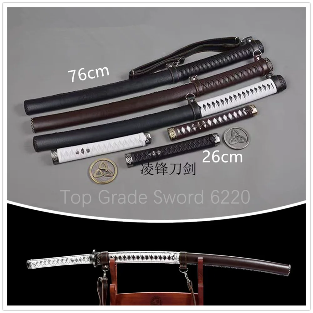 Nice 26cm Tsuka+Tsuba+Copper Habaki Seppa+ 76cm Strap Leather Wrap Wooden Saya For Japan Sword Wakizashi Samurai Katana Parts