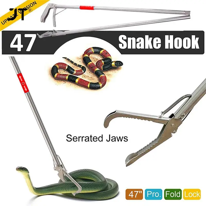 1.2m Foldable Snake Tongs Stick Easy Reach Pick Up Tool Foldable Garbage Clip Full-body Stainless Steel Design