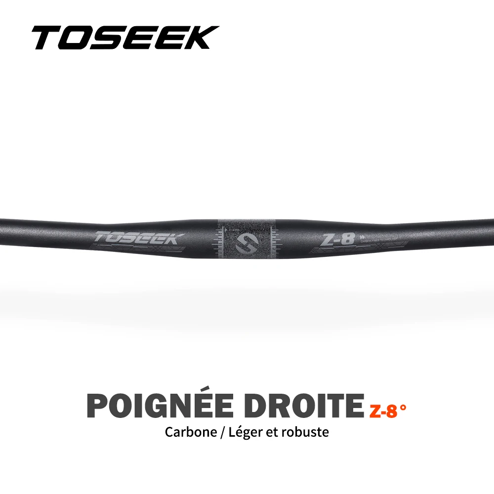 TOSEEK 8 degrés vtt guidon de vélo en carbone guidon 31.8*600-720/740/760mm guidon noir mat pour accessoires de vélo
