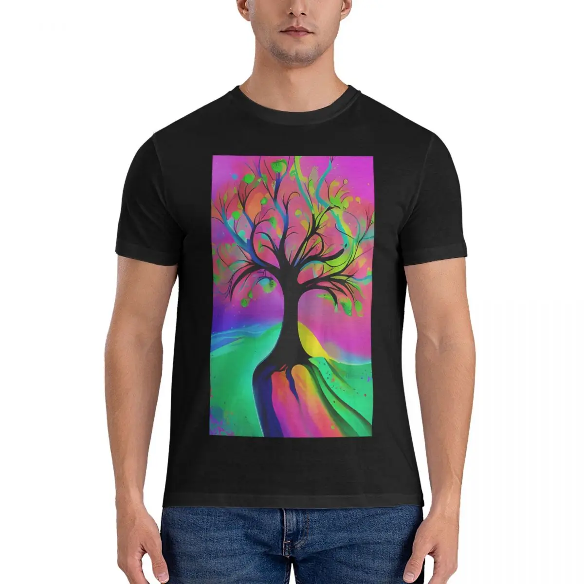 Tree Of Life, Gallery T Shirts for Men 100% Cotton Casual T-Shirts O Neck Arkane Tees Short Sleeve Clothes Birthday Present