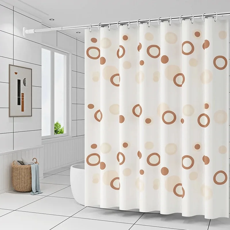 Coffee Ring Pattern Printing Waterproof PEVA Toilet Creative Decorative Partition Curtain Transparent to Protect Privacy