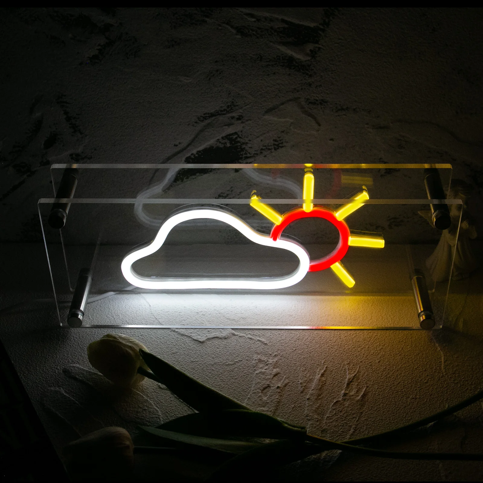 

Desktop cloud sun neon sign Led Lights for Wedding Party 3D Carving Salon Business Desk Room Wall USB Neon Sign With Holder Base