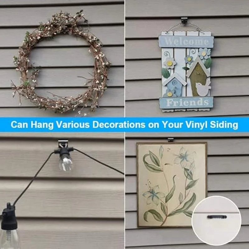 T61C_10Pcs Hooks for Siding,No-Hole Needed Vinyl Siding Clips,B