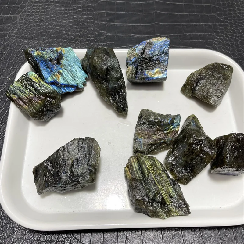 Wholesale Natural Crystal Labradorite Blue Flash Raw Stone Unpolished Gemstone Flowing Light Ornaments Decor Mineral Specimens
