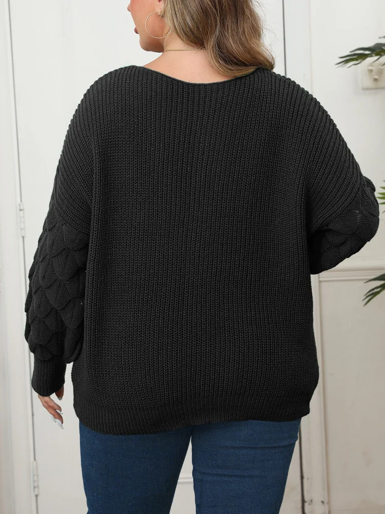 Gibsie plus size outono inverno renda borboleta emenda camisola de malha feminina 2025 moda com decote em v manga longa pullovers soltos