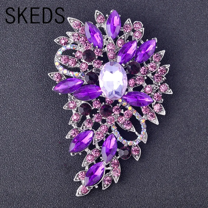 SKEDS Women  Luxury Rhinestone Large Size Pin Exquisite Fully Crystals Creative Women's Badges Banquet Brooch Jewelry