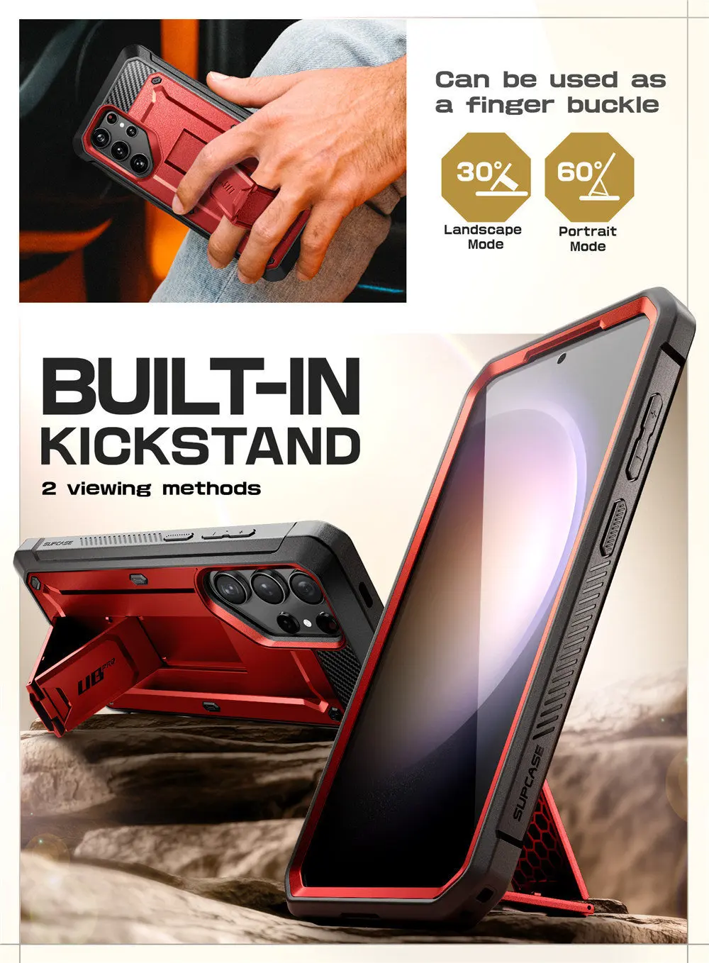 SUPCASE For Samsung Galaxy S24 Ultra Case UB Pro Full-Body Dual Layer Rugged Belt-Clip Phone Case with Built-in Screen Protector